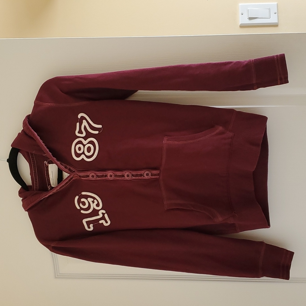 Aeropostale Burgundy Button-Up Hoodie